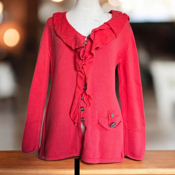 PURE (L/XL) Handknit Solid Tight Knit Long Sleeve Cardigan - Picture 2 of 7